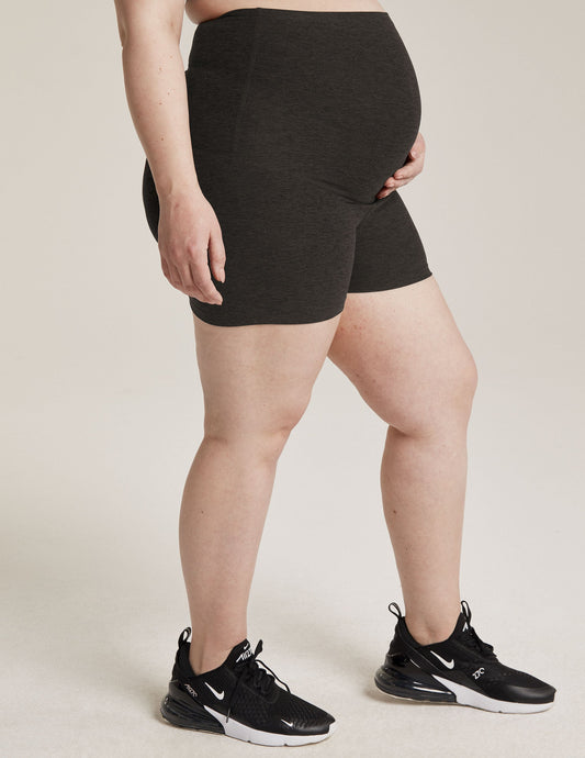 Ultra-Soft Smooth Spacedye Maternity Biker Shorts with Over-Belly Support