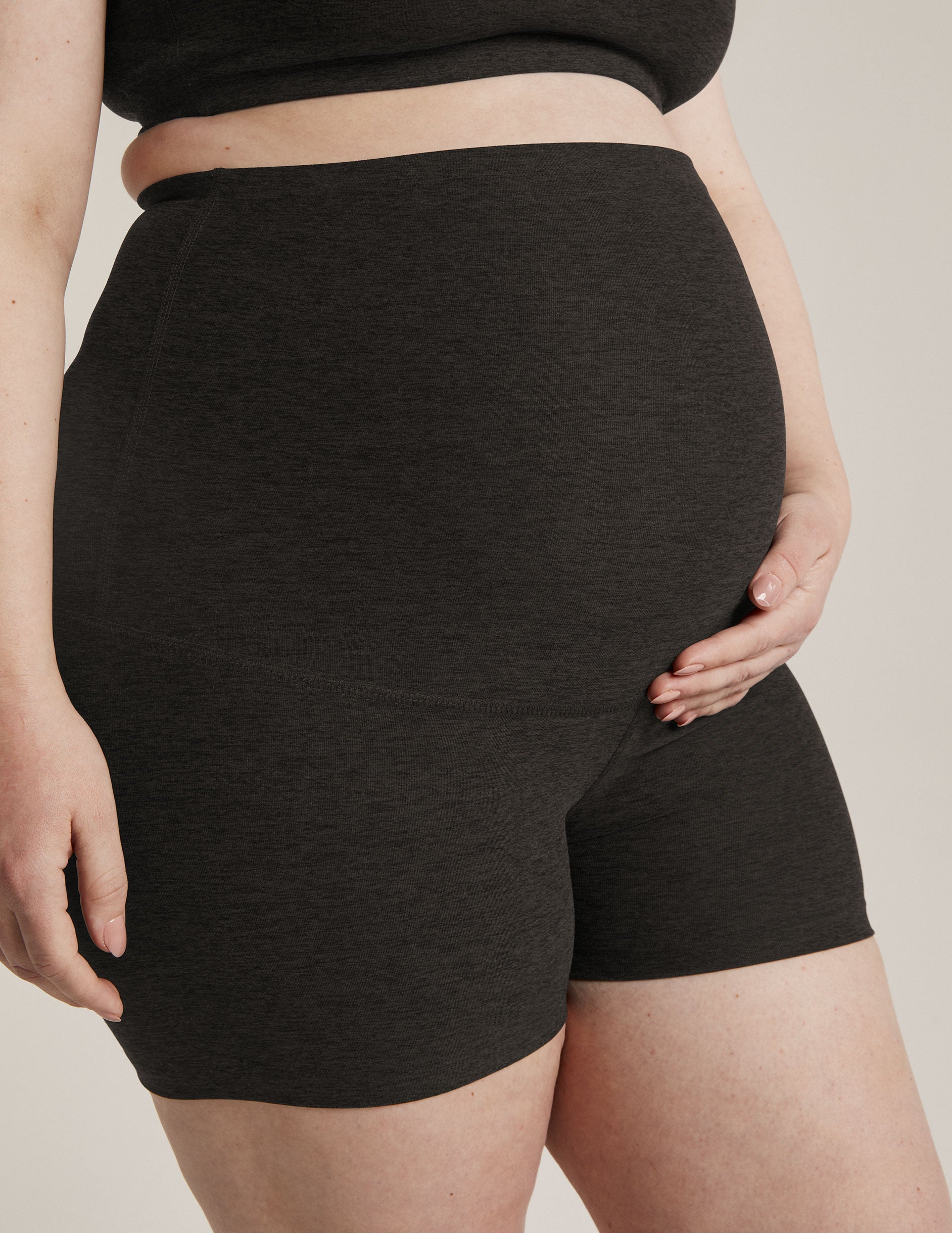 Ultra-Soft Smooth Spacedye Maternity Biker Shorts with Over-Belly Support