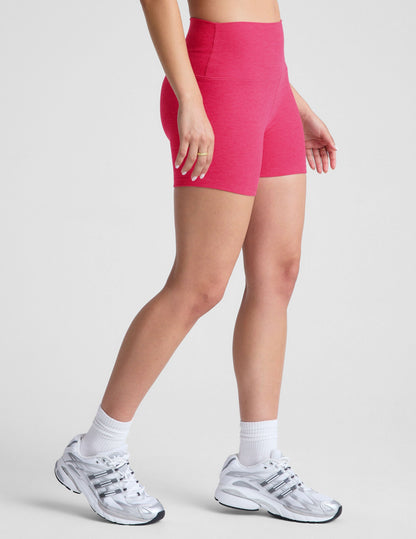 Vivid Pink Heather Spacedye Keep Pace 3-inch High-Waisted Running Shorts