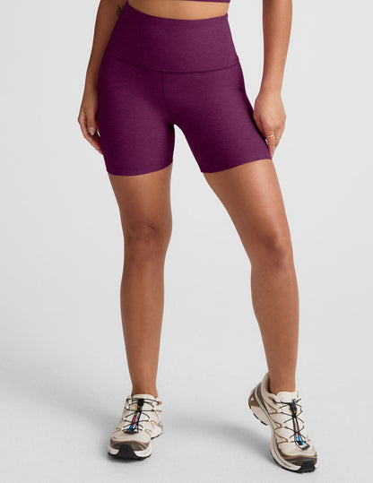 Beyond Yoga Spacedye Aubergine-Beet High-Waisted 5-Inch Inseam Biker Shorts