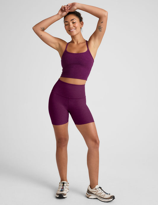 Beyond Yoga Spacedye Aubergine-Beet High-Waisted 5-Inch Inseam Biker Shorts