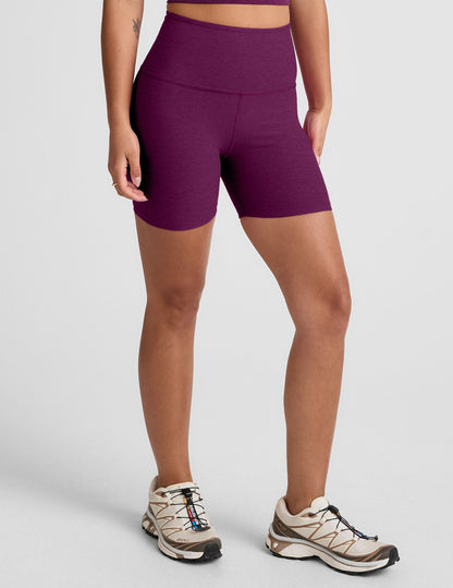 Beyond Yoga Spacedye Aubergine-Beet High-Waisted 5-Inch Inseam Biker Shorts