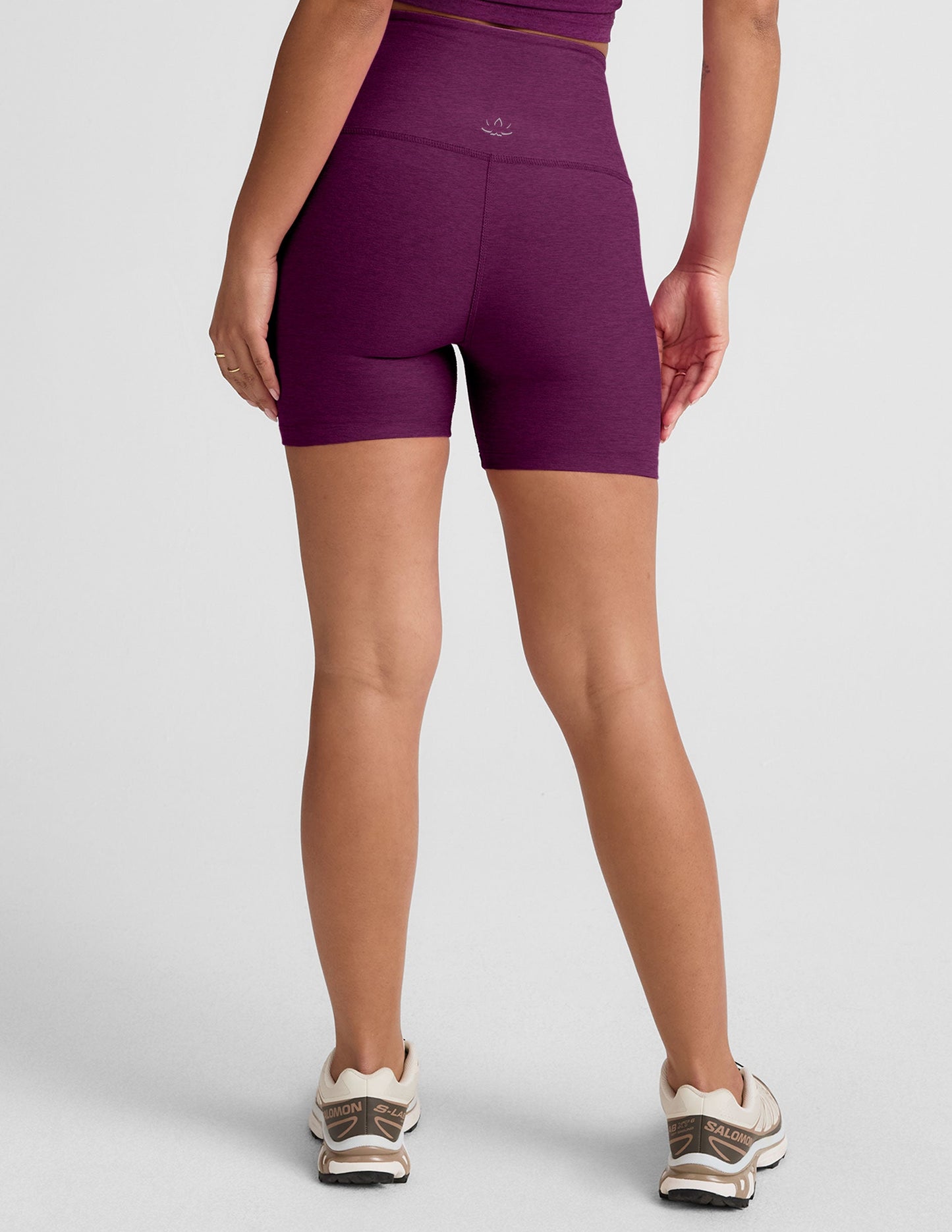 Beyond Yoga Spacedye Aubergine-Beet High-Waisted 5-Inch Inseam Biker Shorts