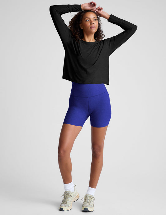 Luxurious Spacedye High-Waisted 5-Inch Inseam Biker Shorts for Active Lifestyles