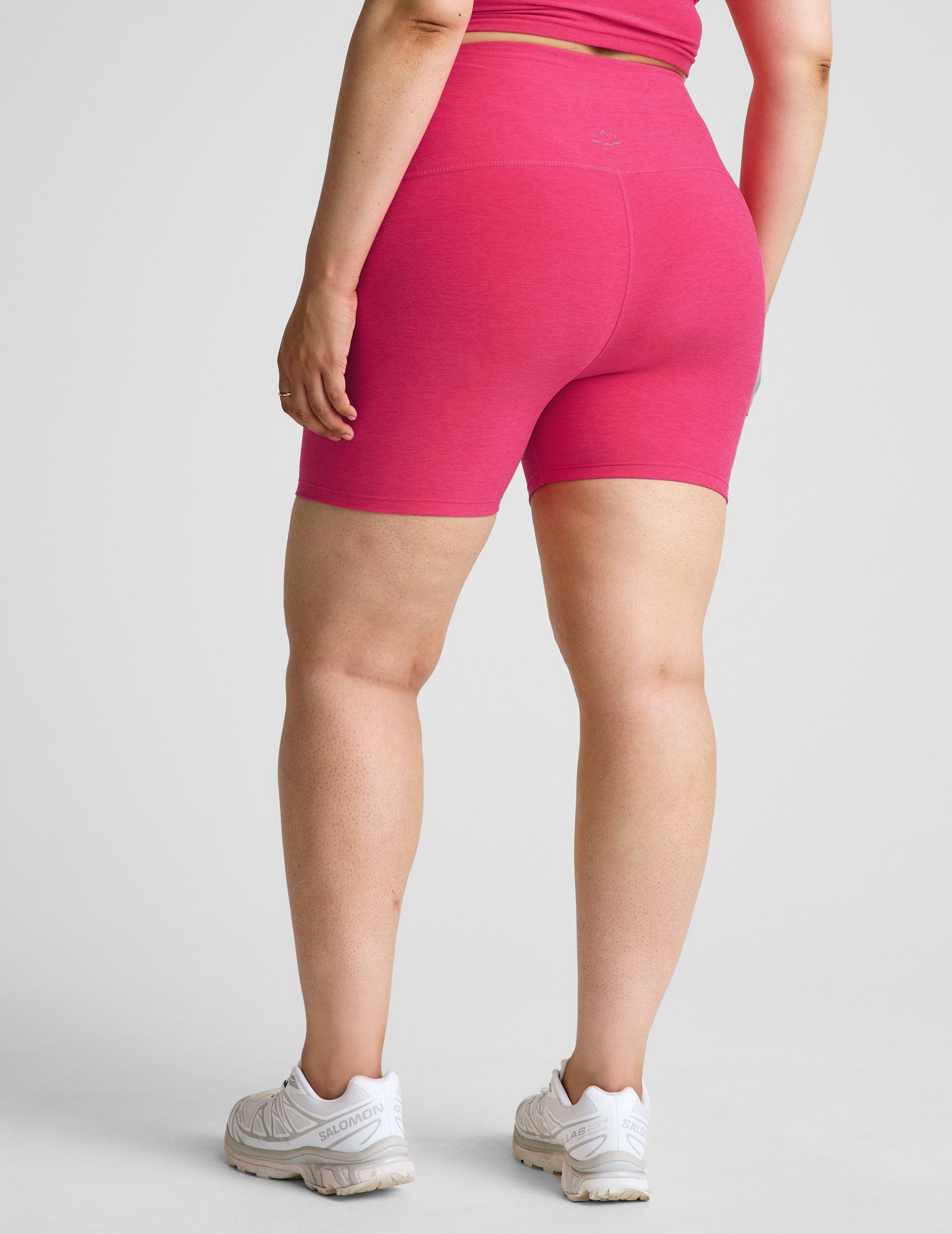 Vivid Pink Heather Spacedye 5-Inch Inseam High-Waisted Biker Shorts