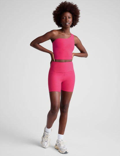 Vivid Pink Heather Spacedye 5-Inch Inseam High-Waisted Biker Shorts