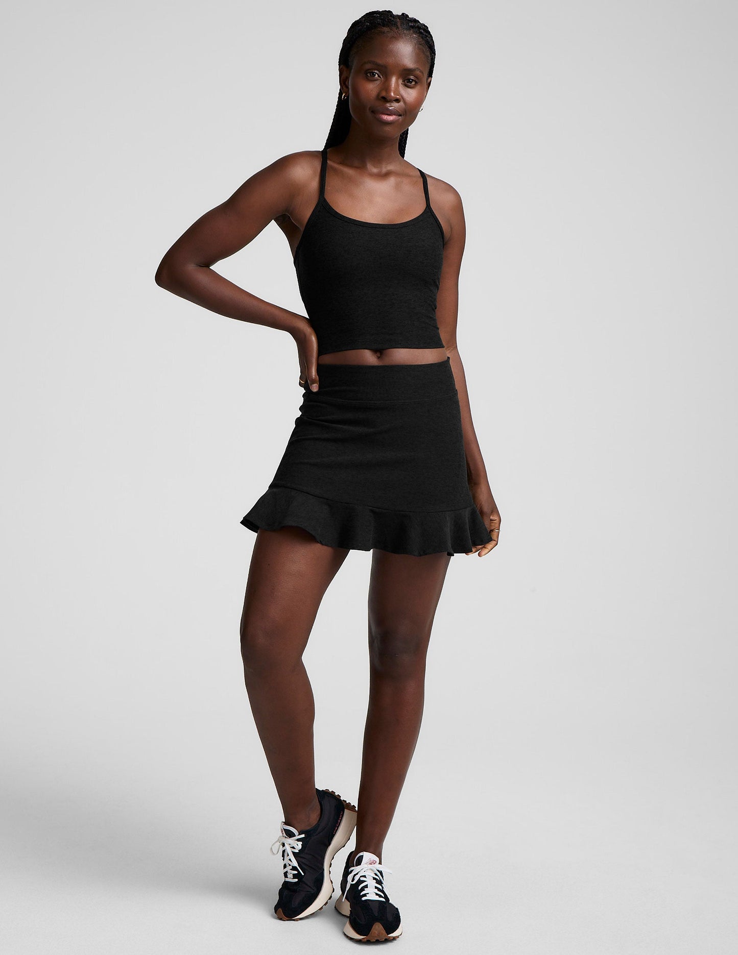 Spacedye High-Waisted Ruffle Skirt with Built-in Shorts and Pockets