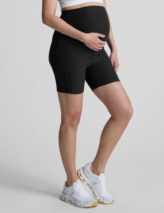 Spacedye Maternity Biker Shorts: High-Waist Pockets, 5-Inch Inseam, Comfortable Fit