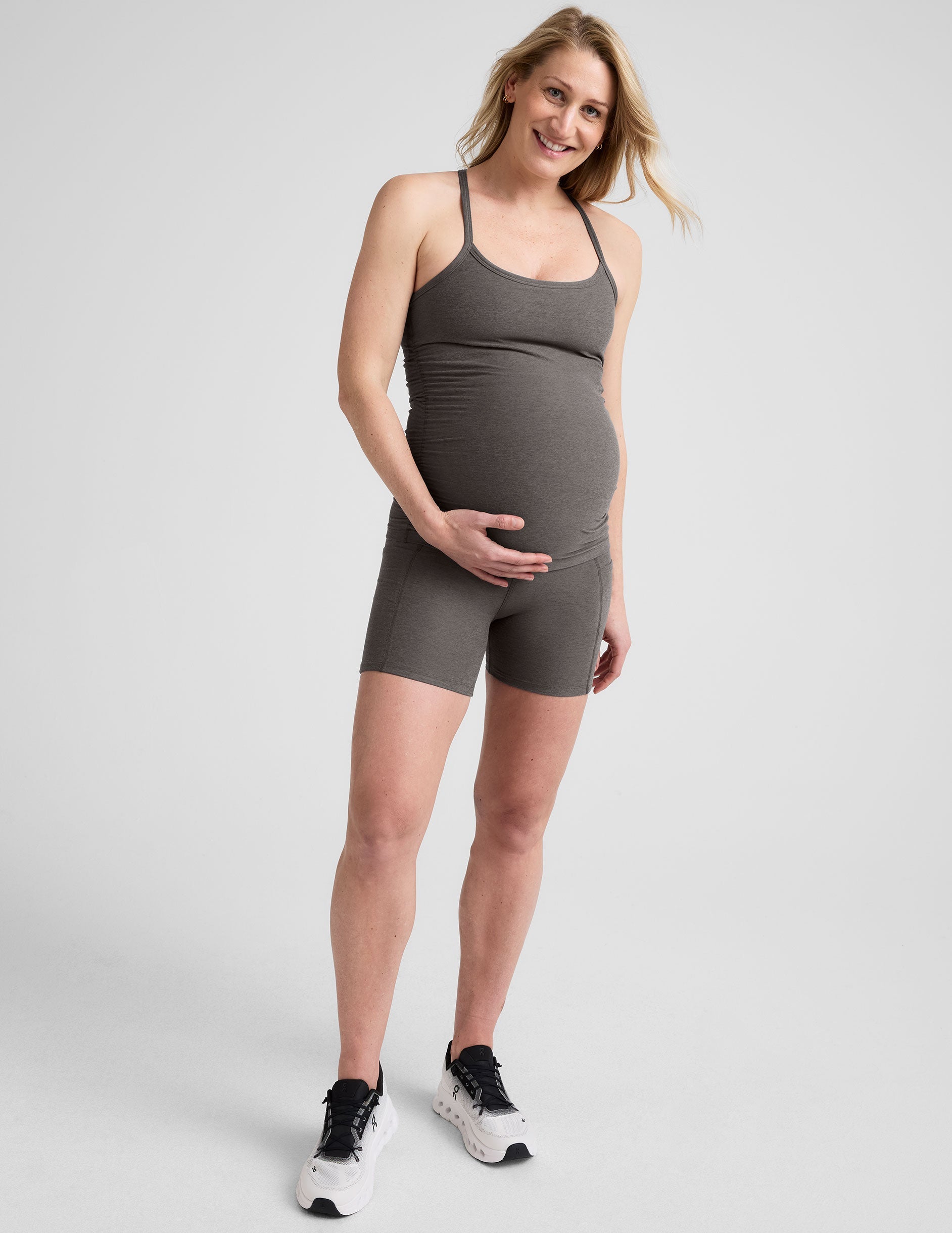 Spacedye Keep Pace 5-Inch Maternity Biker Shorts with Pockets for Moms