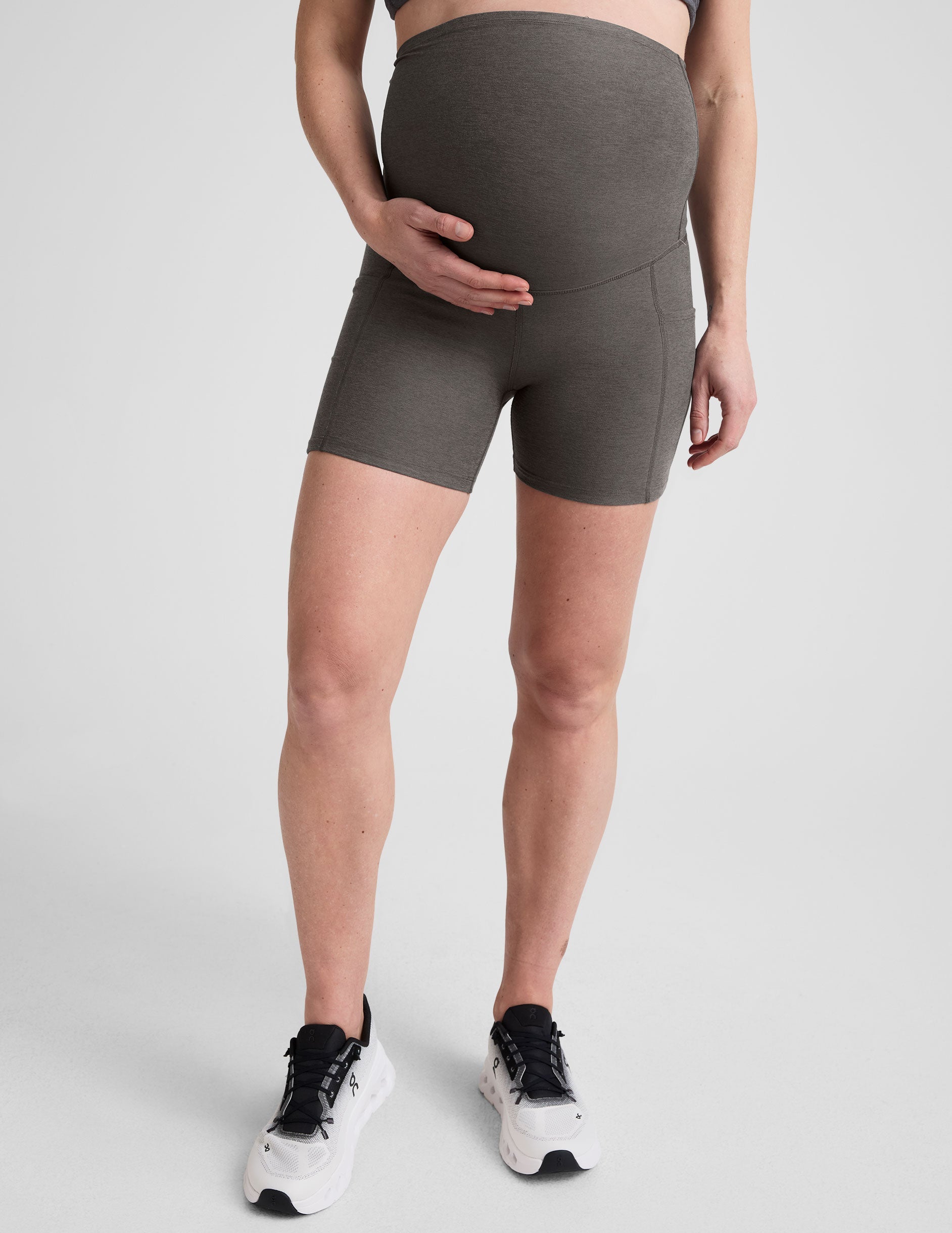 Spacedye Keep Pace 5-Inch Maternity Biker Shorts with Pockets for Moms