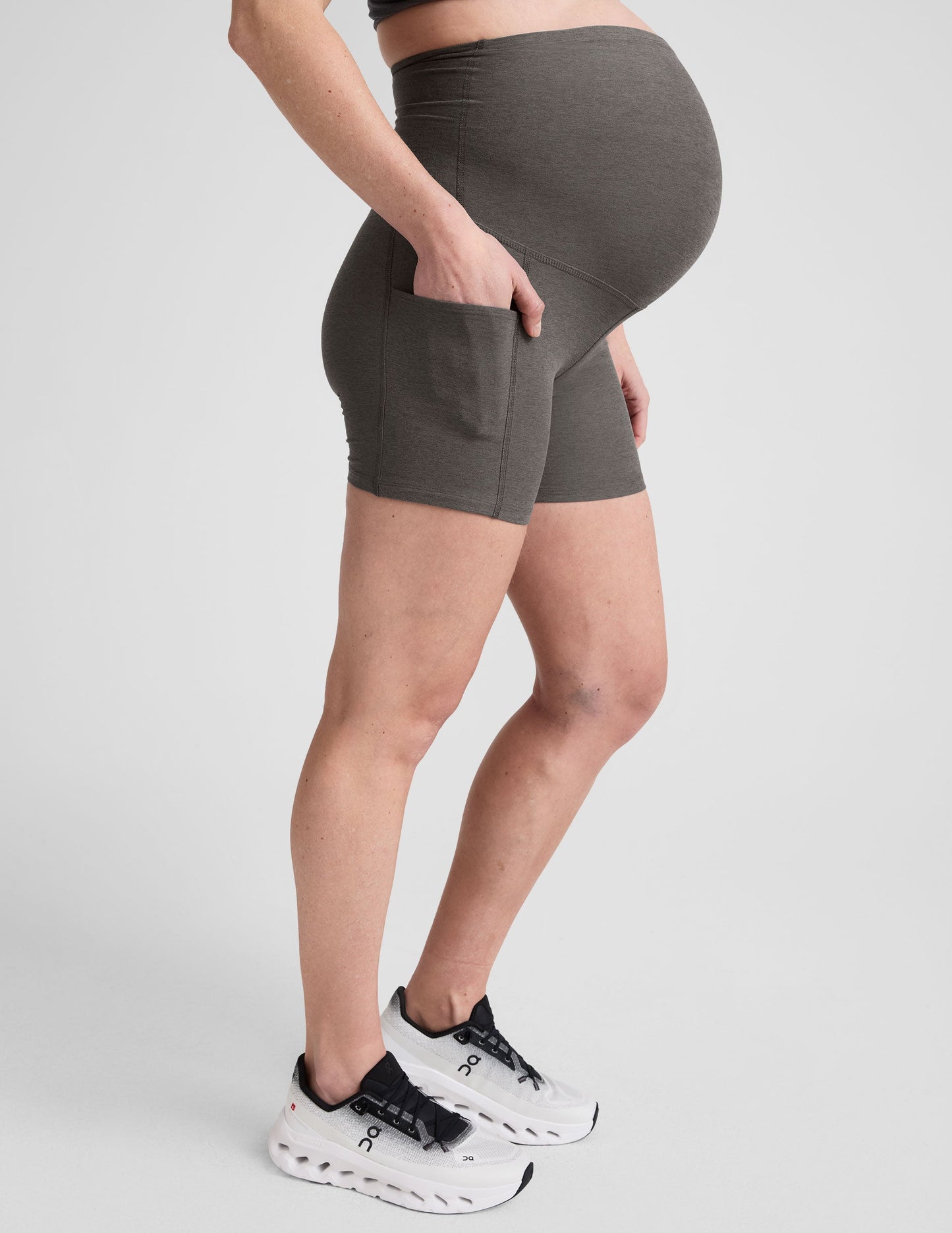 Spacedye Keep Pace 5-Inch Maternity Biker Shorts with Pockets for Moms