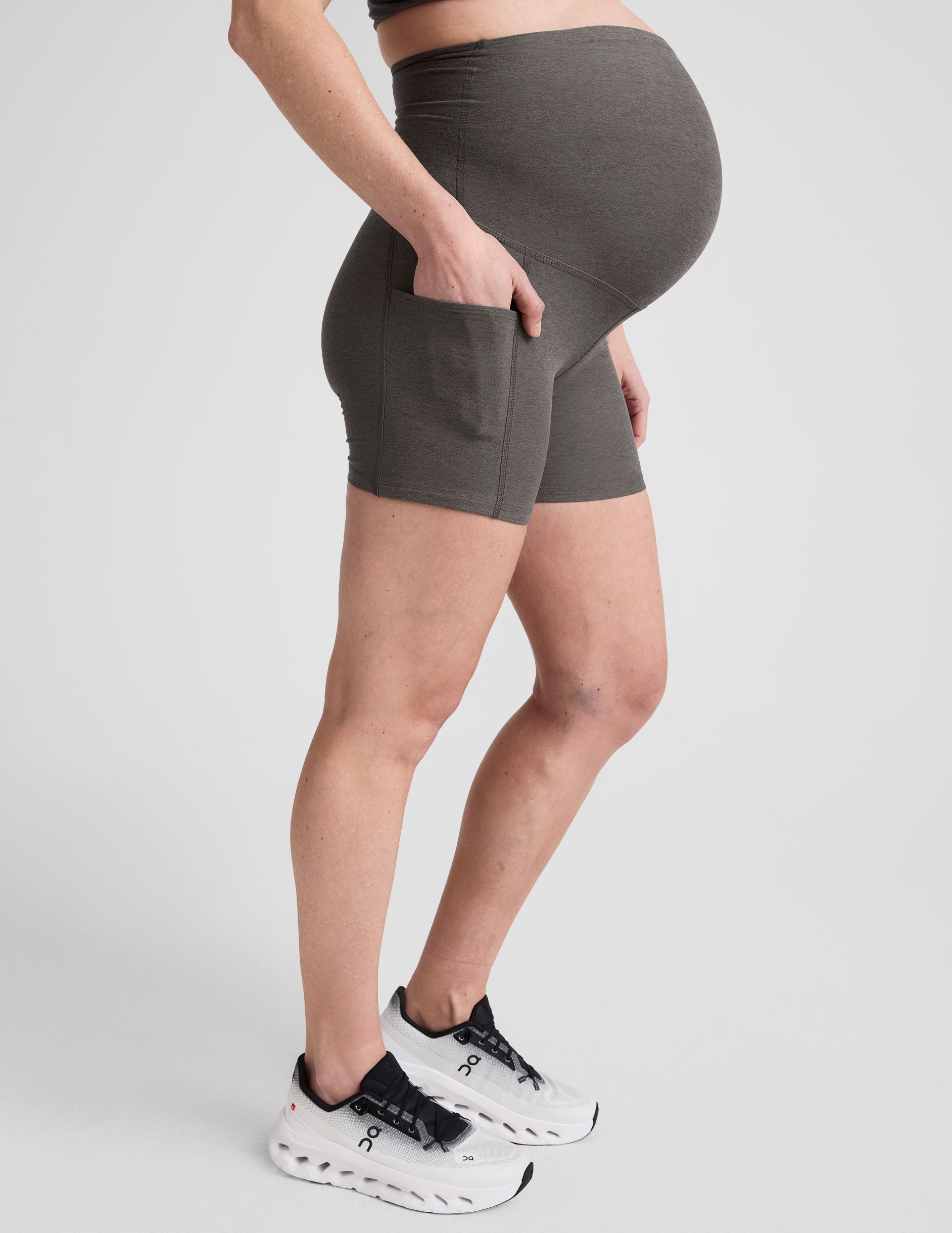 Spacedye Keep Pace 5-Inch Maternity Biker Shorts with Pockets for Moms