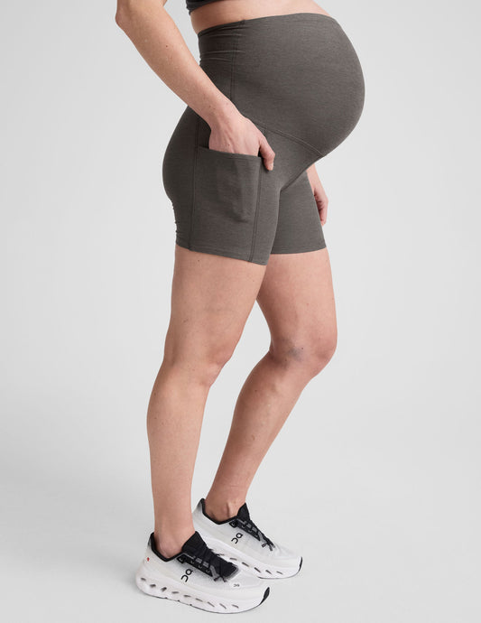 Spacedye Keep Pace 5-Inch Maternity Biker Shorts with Pockets for Moms