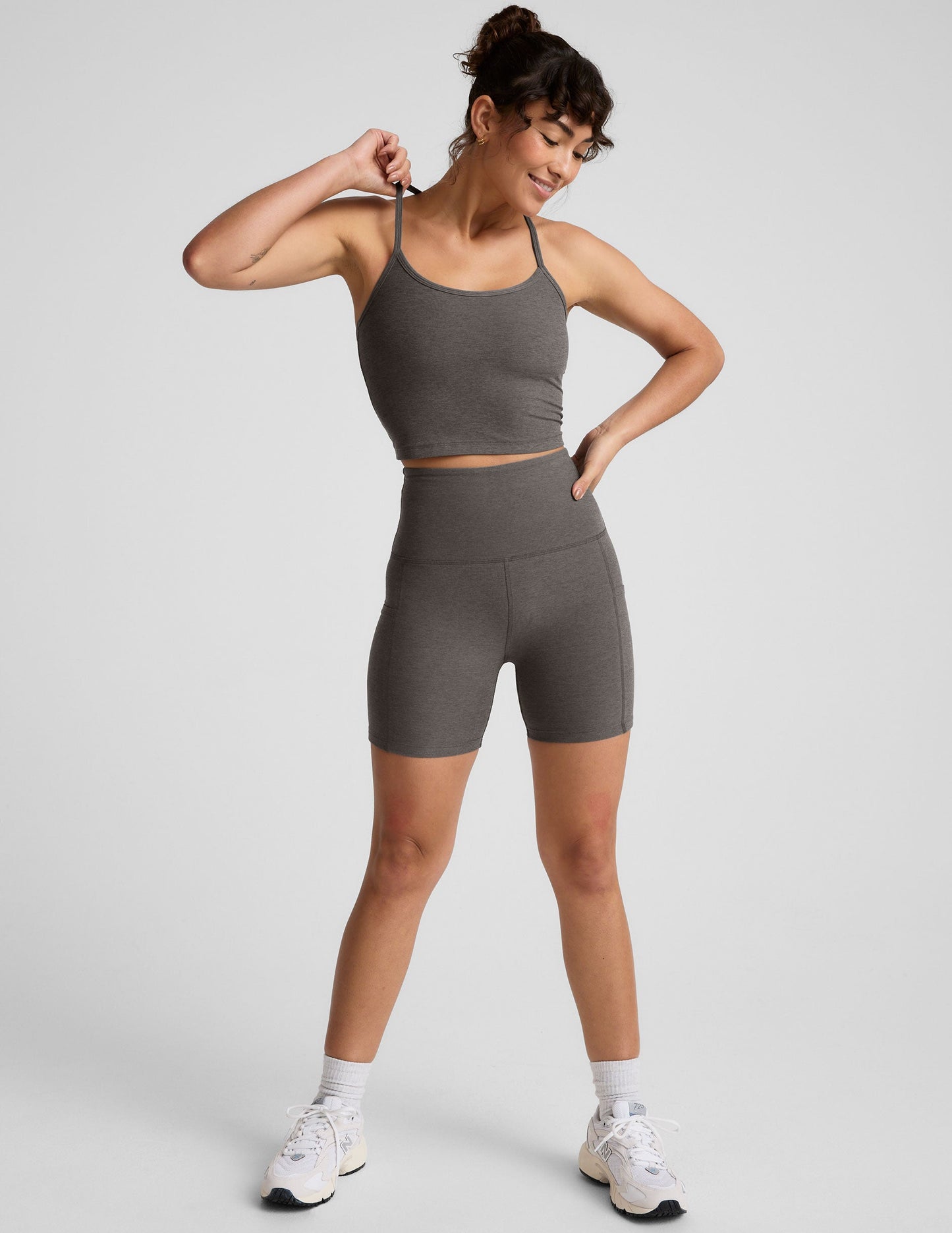 Spacedye True Gray Heather 5-Inch Pocket Biker Shorts for Active Lifestyle