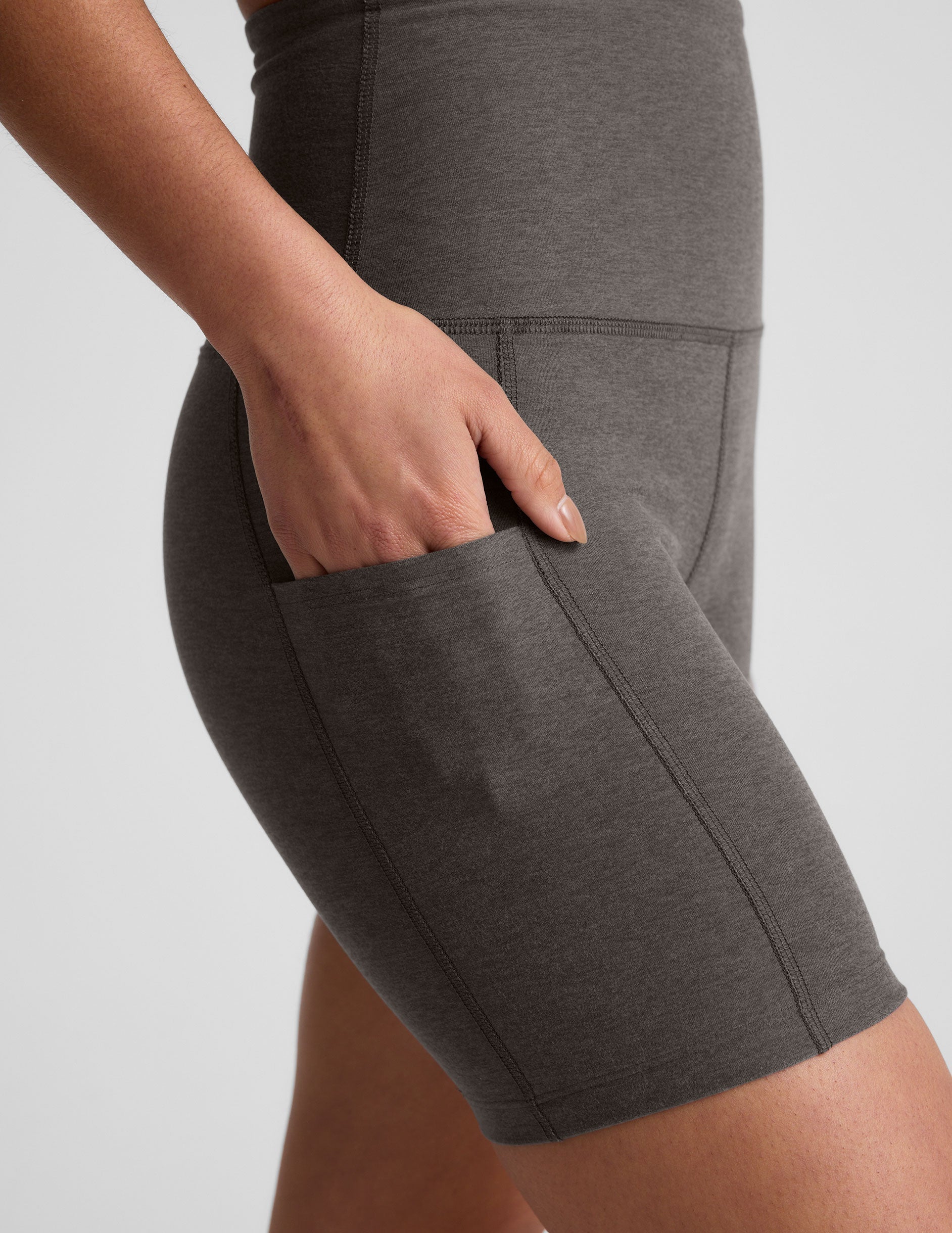 Spacedye True Gray Heather 5-Inch Pocket Biker Shorts for Active Lifestyle