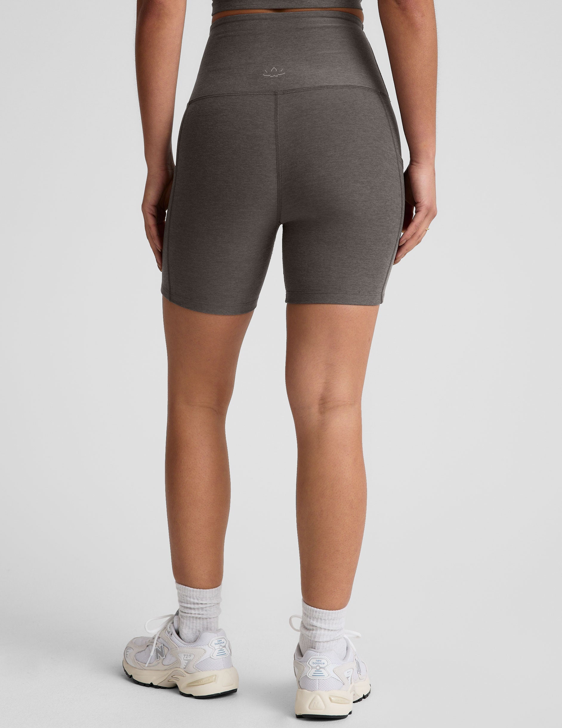 Spacedye True Gray Heather 5-Inch Pocket Biker Shorts for Active Lifestyle