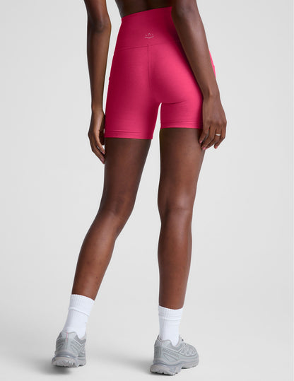 Vivid Pink Heather Spacedye 5-Inch Pocket Biker Shorts for Active Women