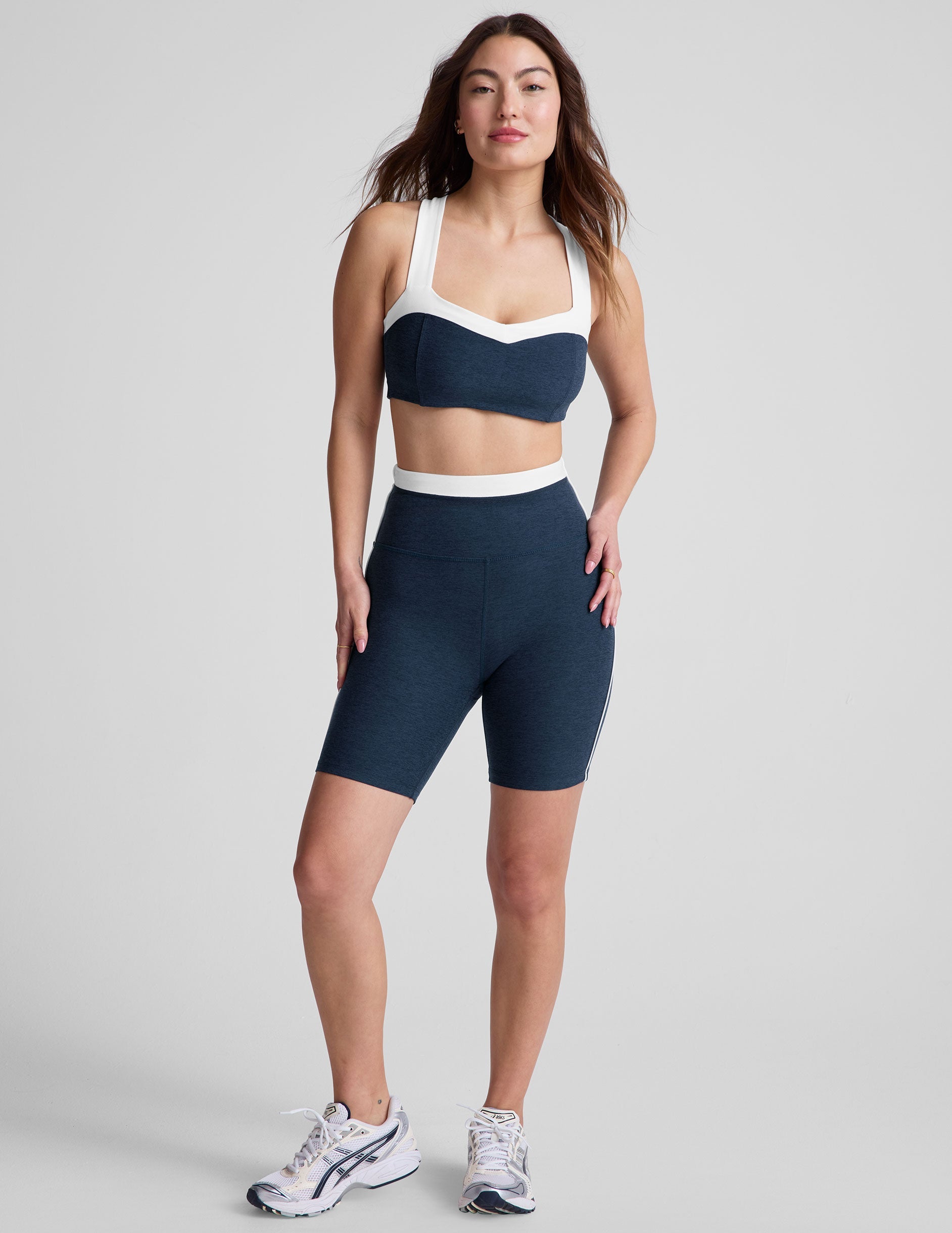 Women's Spacedye Trophy 7-Inch High-Waisted Athletic Shorts Contrast Detail