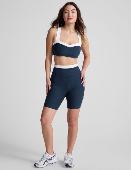 Women's Spacedye Trophy 7-Inch High-Waisted Athletic Shorts Contrast Detail