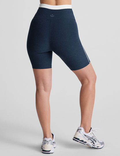 Women's Spacedye Trophy 7-Inch High-Waisted Athletic Shorts Contrast Detail