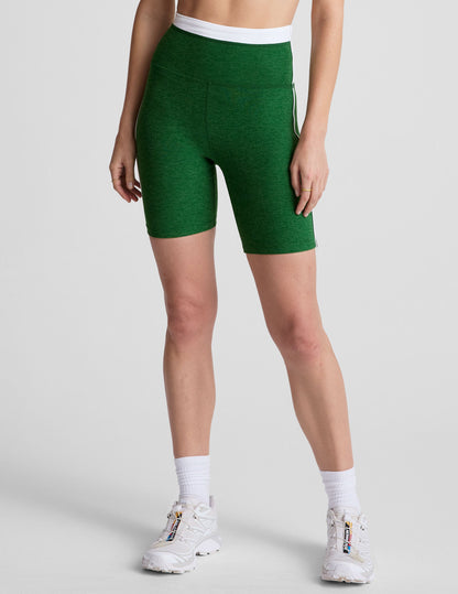 Spacedye Trophy High-Waisted 7-Inch Biker Shorts with Colorblock Piping Detail