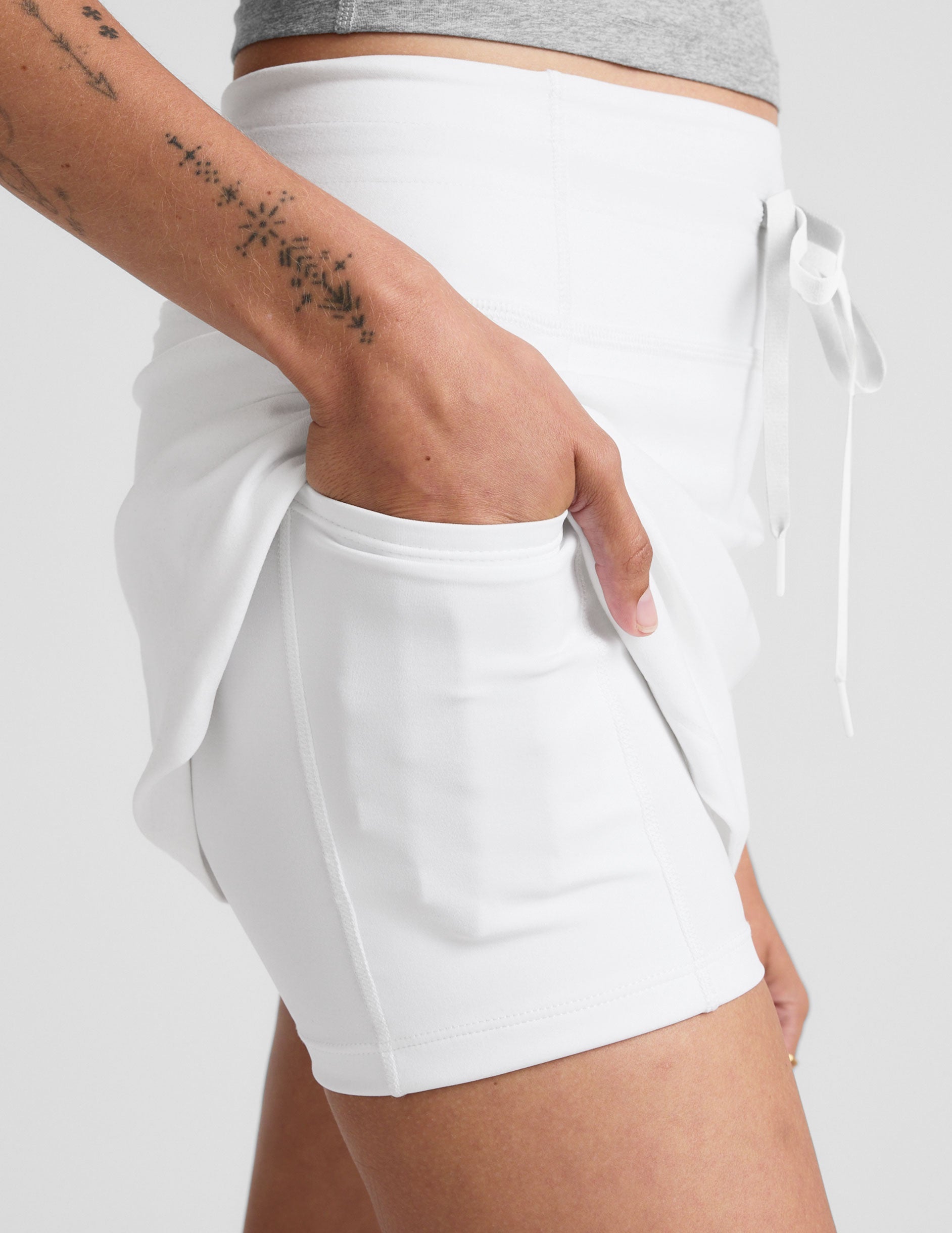 Cloud White Spacedye Go Pocket Mini Skirt with Drawstring, Built-in Shorts, Pockets