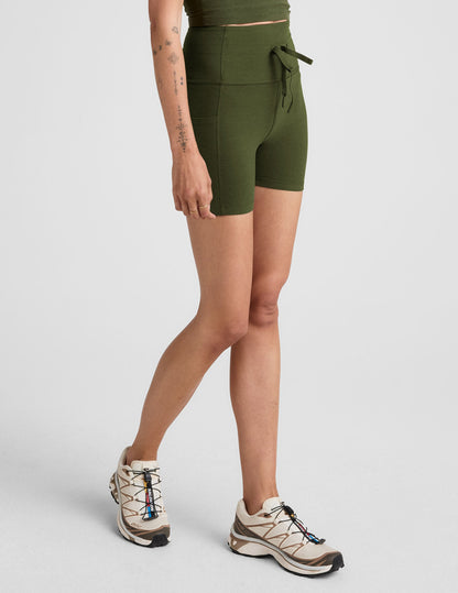 Beyond Yoga Spacedye Go Pocket 5-Inch Biker Shorts: High-Waisted, Pockets, Drawcord