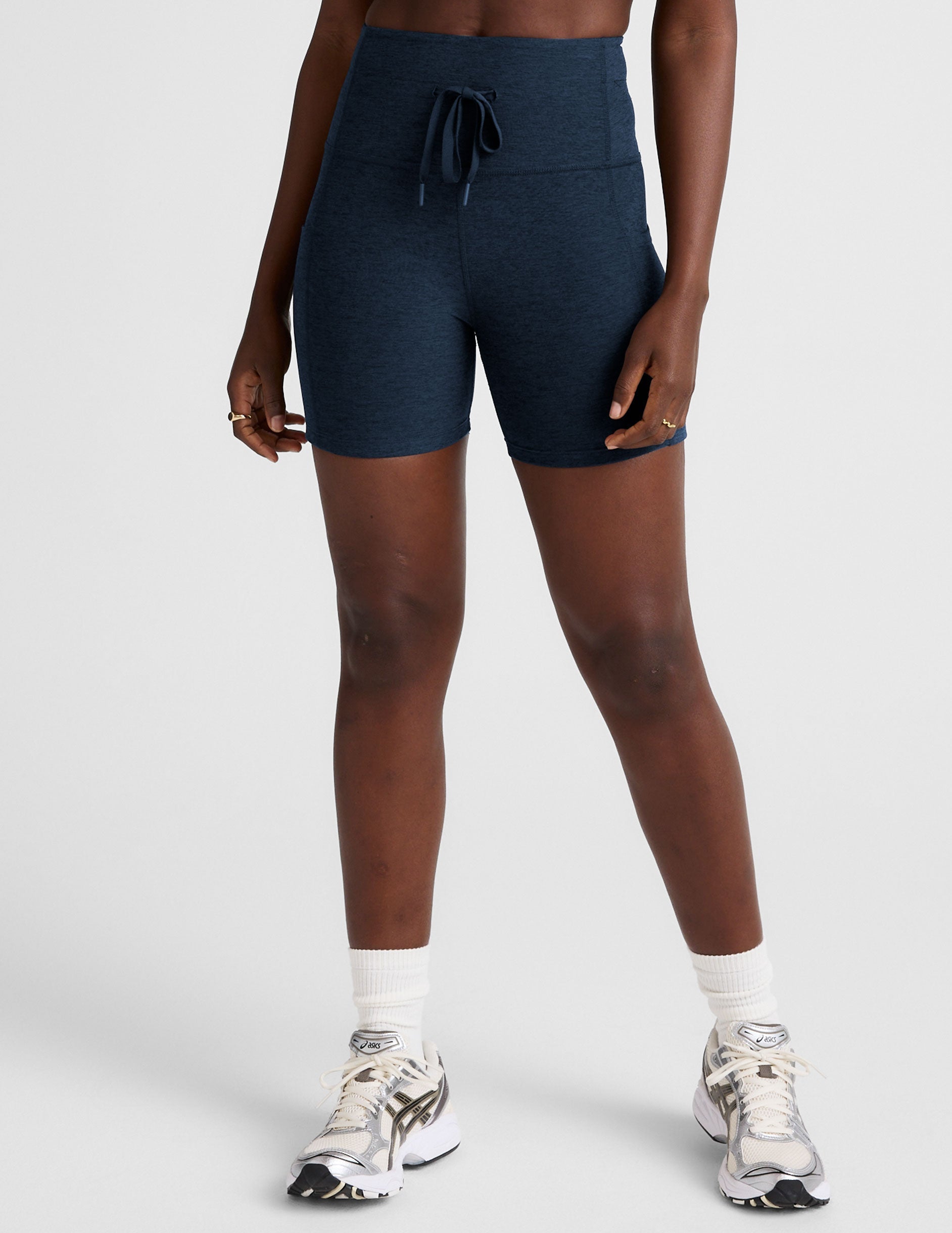 Women's Spacedye Go Pocket 5-inch Inseam Biker Shorts with Drawstring Pockets