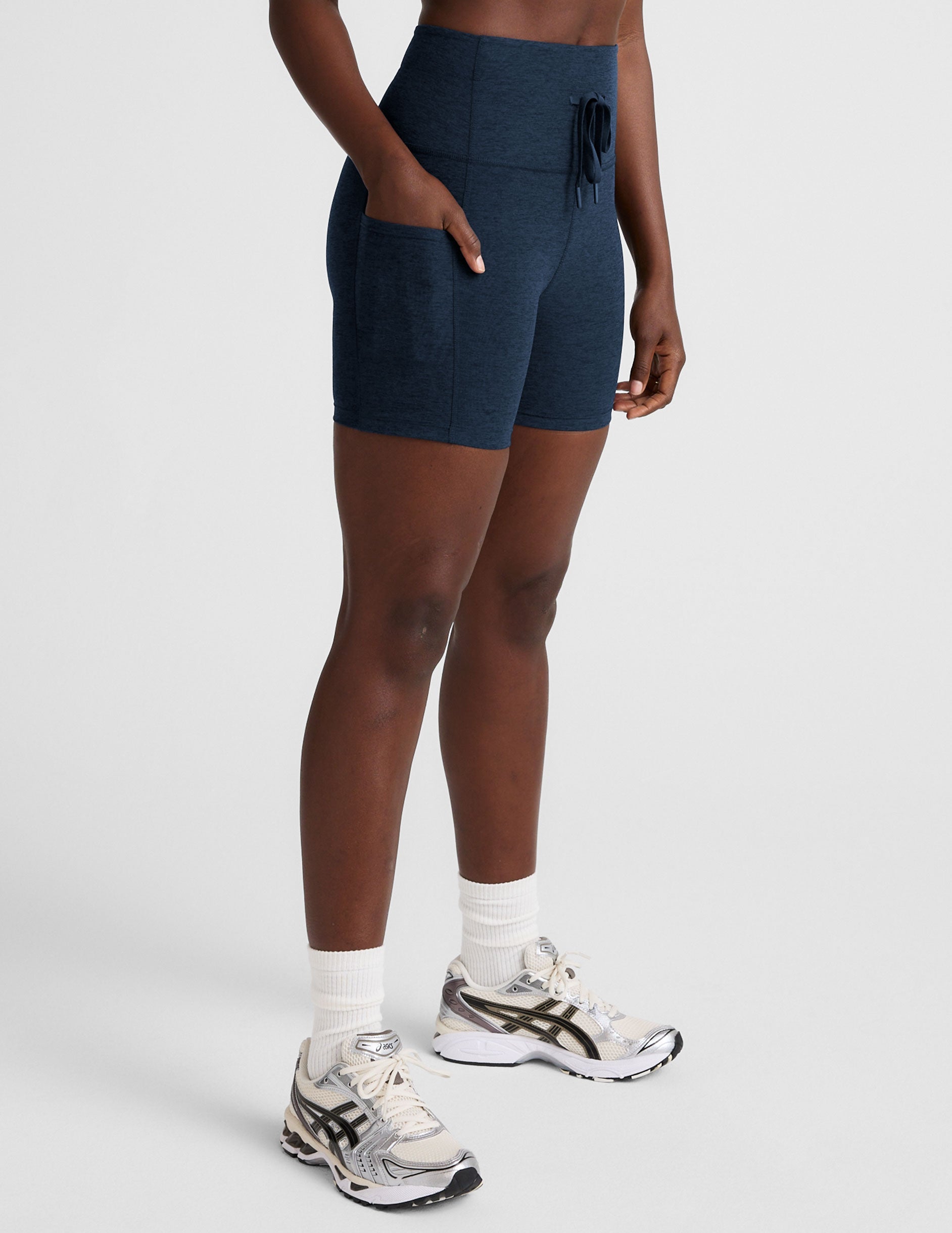 Women's Spacedye Go Pocket 5-inch Inseam Biker Shorts with Drawstring Pockets