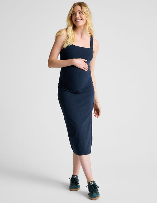 Soft Spacedye Maternity Maxi Dress Sleeveless Square Neck Comfortable Versatile Blue
