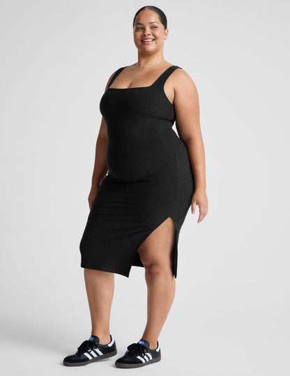 Beyond Yoga Spacedye Icon Midi Dress: Sleeveless, Square Neck, Flattering, Versatile Black Style