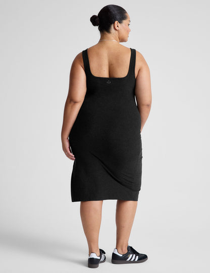 Beyond Yoga Spacedye Icon Midi Dress: Sleeveless, Square Neck, Flattering, Versatile Black Style