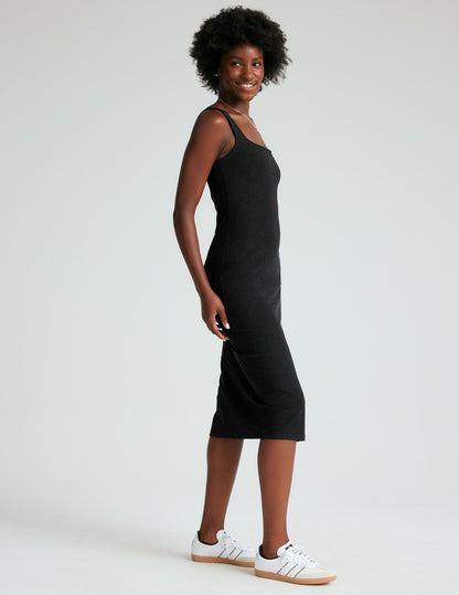 Beyond Yoga Spacedye Icon Midi Dress: Sleeveless, Square Neck, Flattering, Versatile Black Style