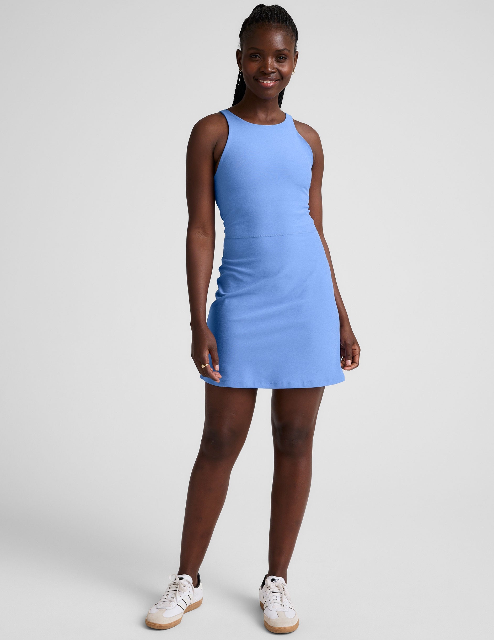 Comfortable, Versatile Spacedye Refocus Active Mini Dress with Slim Racerback