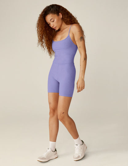 Periwinkle Spacedye Biker Jumpsuit: Built-in Bra, Active, 5-inch Inseam