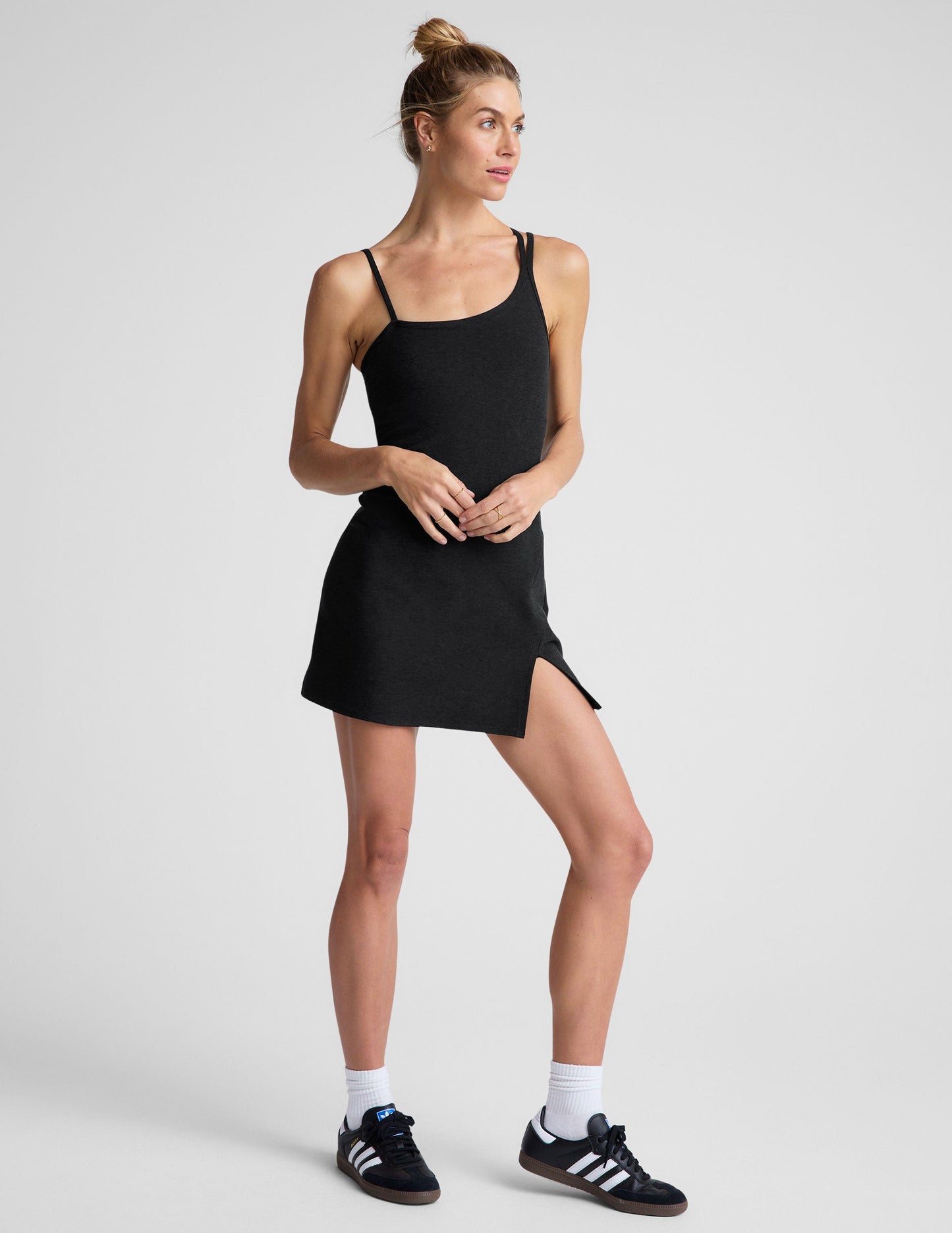 Beyond Yoga Spacedye Fearless Mini Dress: Asymmetrical, Built-in Bodysuit, Pockets