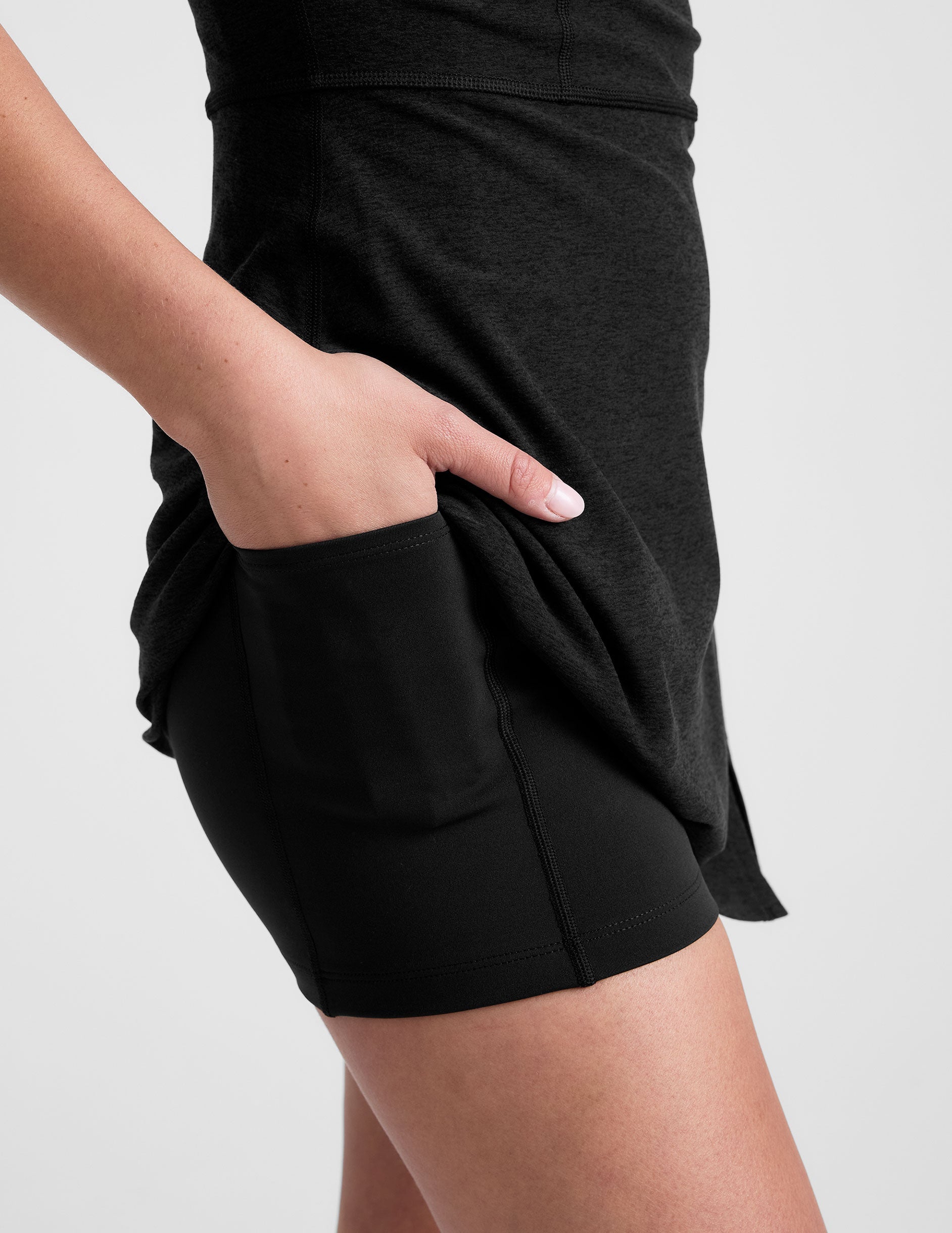 Spacedye Mini Active Dress: Zipper Front, High Neck, Built-in Shorts
