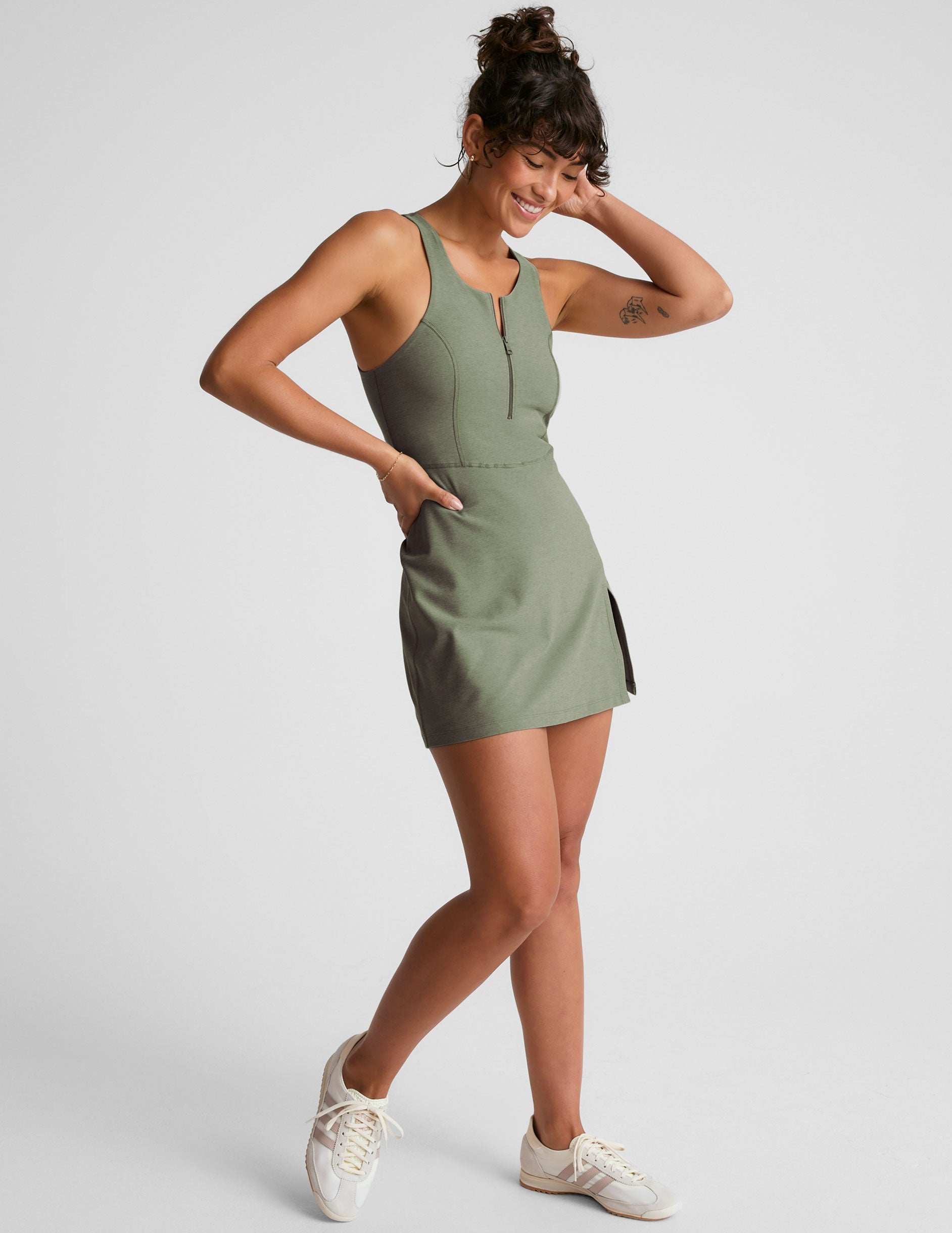 Spacedye Move Up Mini Dress: Active Zipper High-Neck Style for Every Adventure