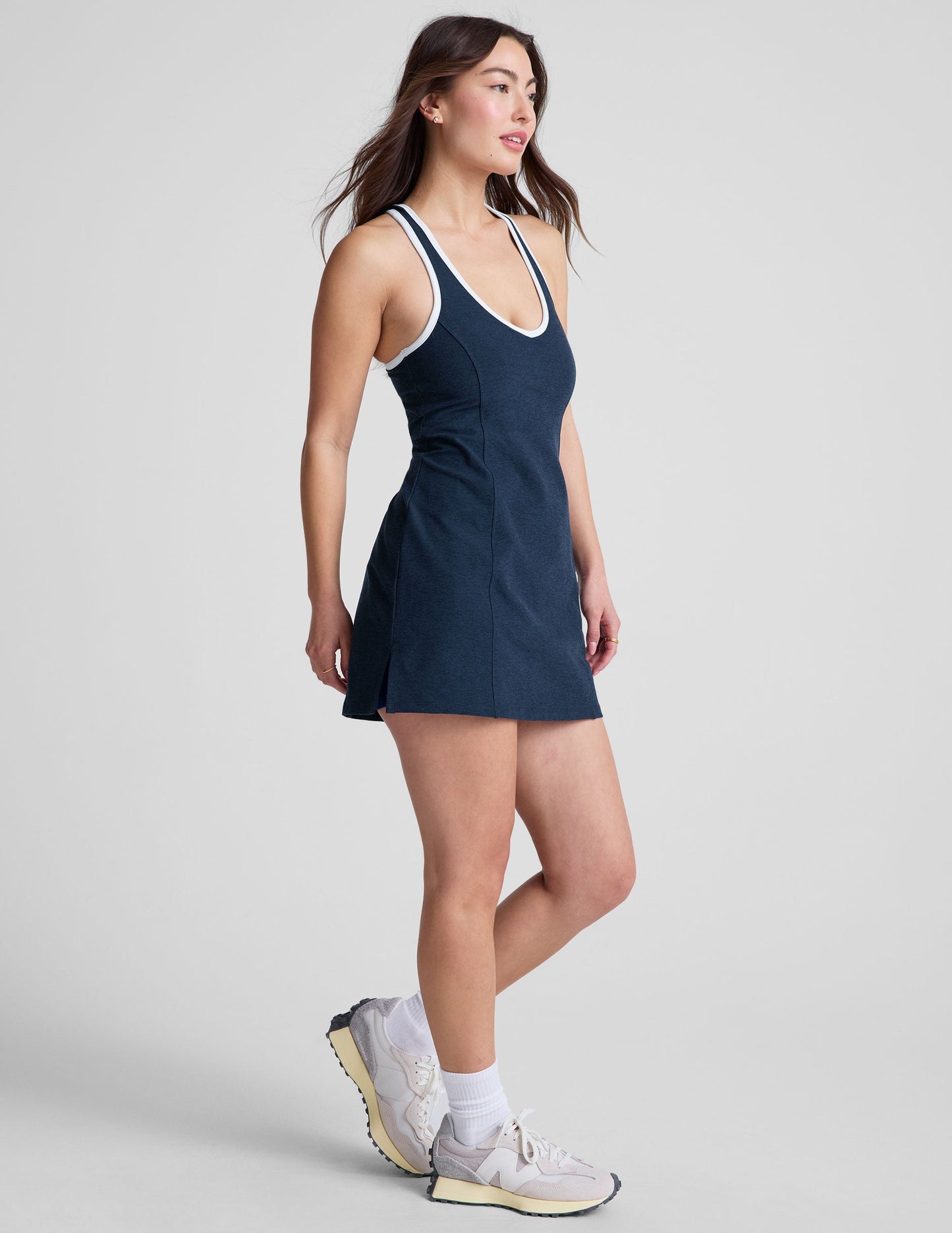 Beyond Yoga Spacedye Active Mini Dress with Bodysuit, V-Neck, Keyhole Back, Pockets