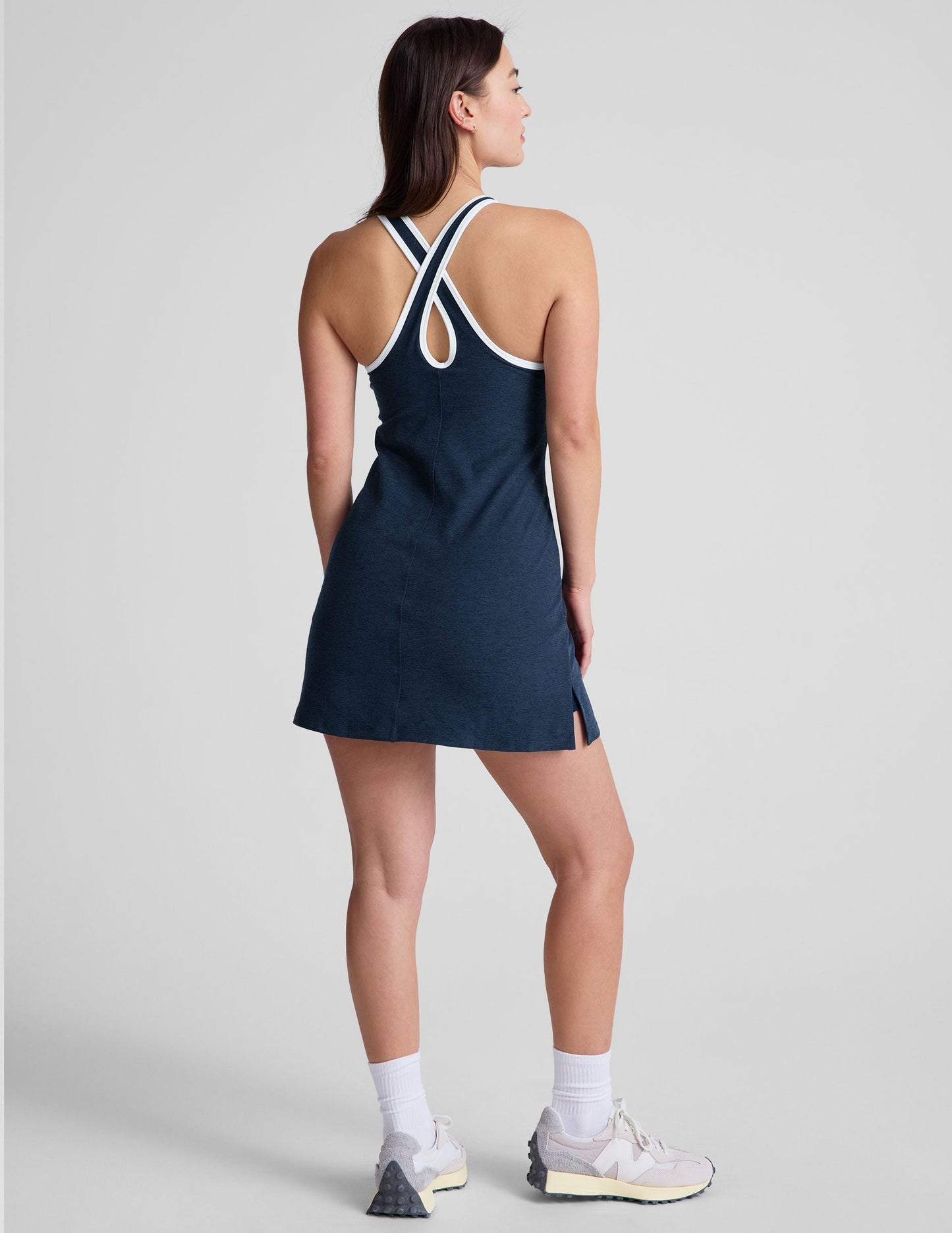 Beyond Yoga Spacedye Active Mini Dress with Bodysuit, V-Neck, Keyhole Back, Pockets
