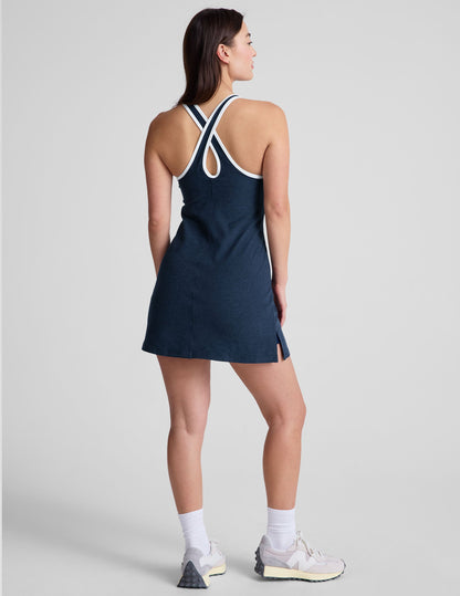 Beyond Yoga Spacedye Active Mini Dress with Bodysuit, V-Neck, Keyhole Back, Pockets