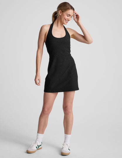 Spacedye Halter Mini Dress with Built-in Bodysuit and Convenient Pockets