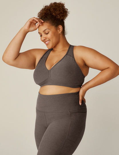 Spacedye V-Neck Sports Bra: Removable Pads, Contoured Seams, Ultimate Active Comfort