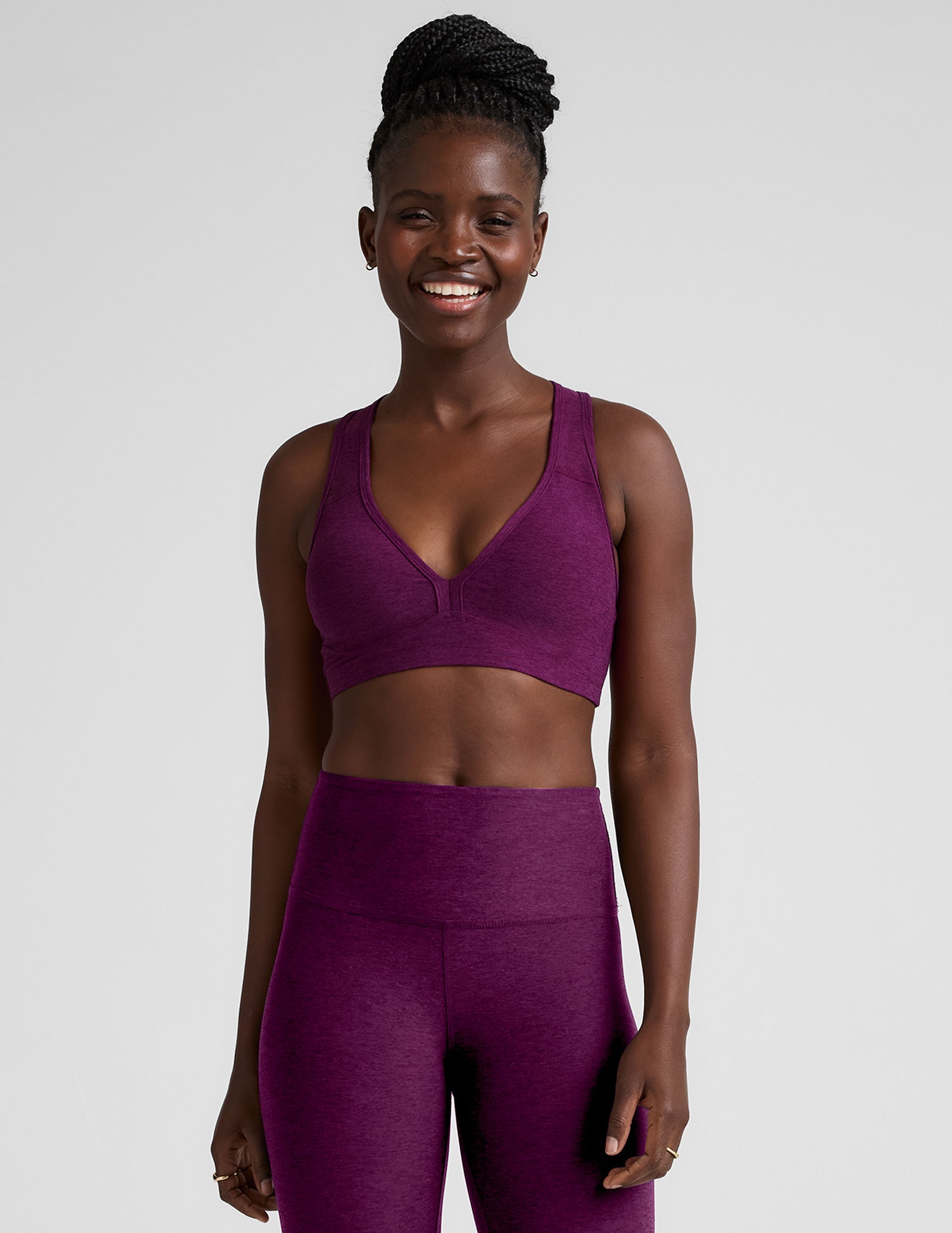 Spacedye V-Neck Sports Bra, Removeable Pads, Medium Support for Active Yoga