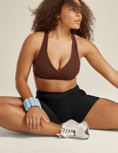 Spacedye V-Neck Racerback Sports Bra: Removable Padding, Medium Support, Comfort
