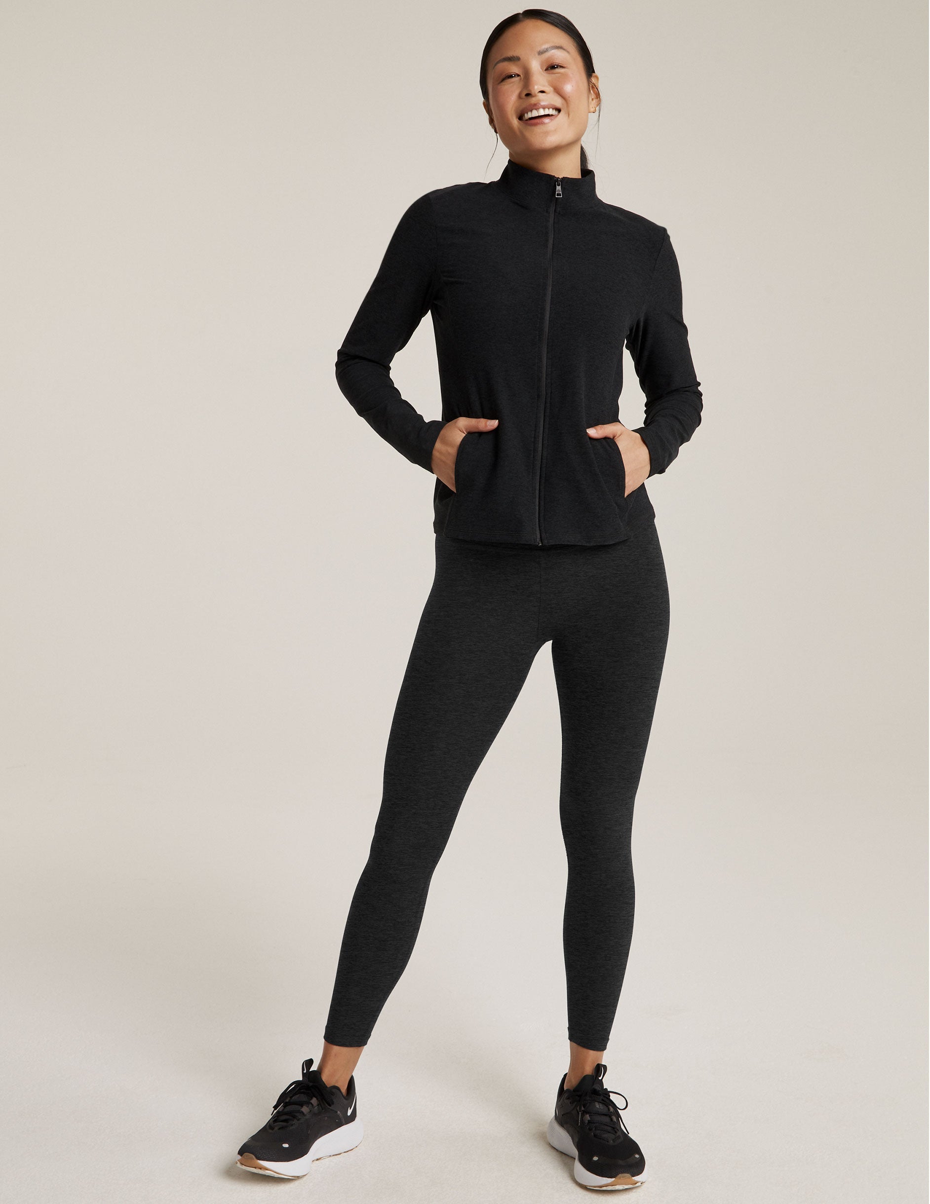 Women's Spacedye Mock Neck Zip-Up Jacket: Versatile Performance Activewear for Comfort