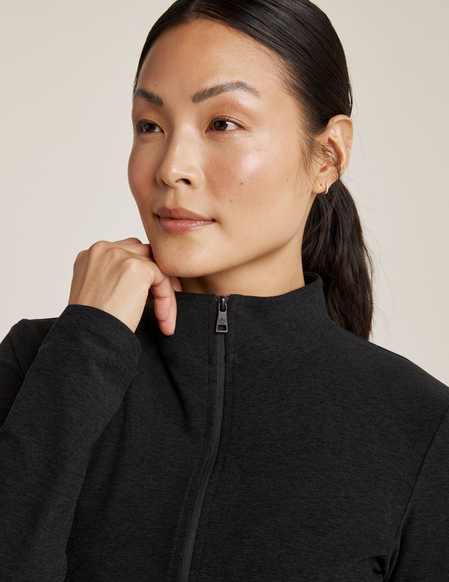 Women's Spacedye Mock Neck Zip-Up Jacket: Versatile Performance Activewear for Comfort