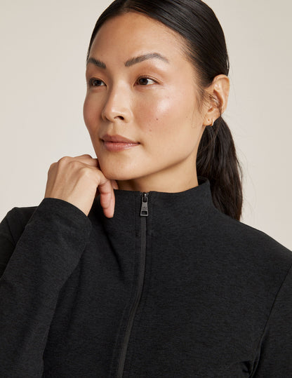 Women's Spacedye Mock Neck Zip-Up Jacket: Versatile Performance Activewear for Comfort