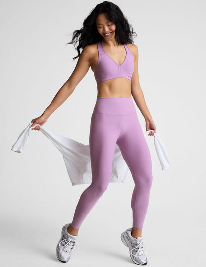 Supportive Spacedye Lilac Active Sports Bra with Contoured Seams & Removable Pads