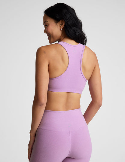 Supportive Spacedye Lilac Active Sports Bra with Contoured Seams & Removable Pads